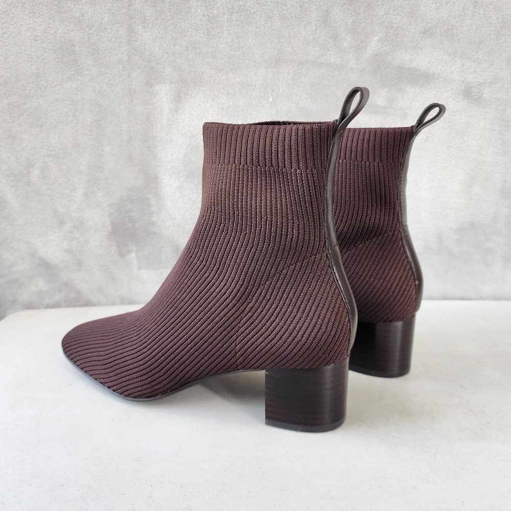 Everlane Boots Womens Size 9 The Glove Dark Brown Block Heel Ribbed Reknit Sock - Picture 4 of 14
